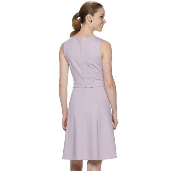 ELLE Dress Midi Scallop Fit & Flare Spandex Spring Petra Pink Small X-Large - Picture 3 of 3